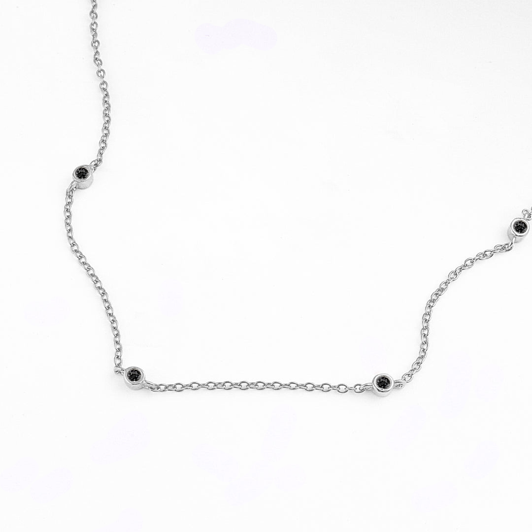 Black Diamond Bezel-Set Five Crystal Necklace