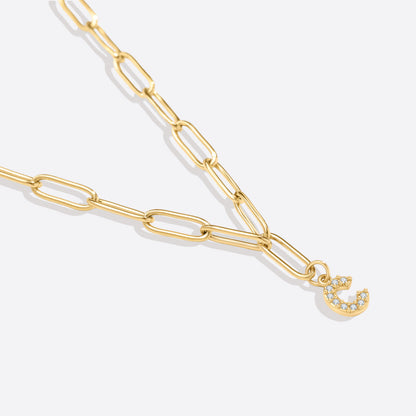 Paperclip Pave Initial Necklace