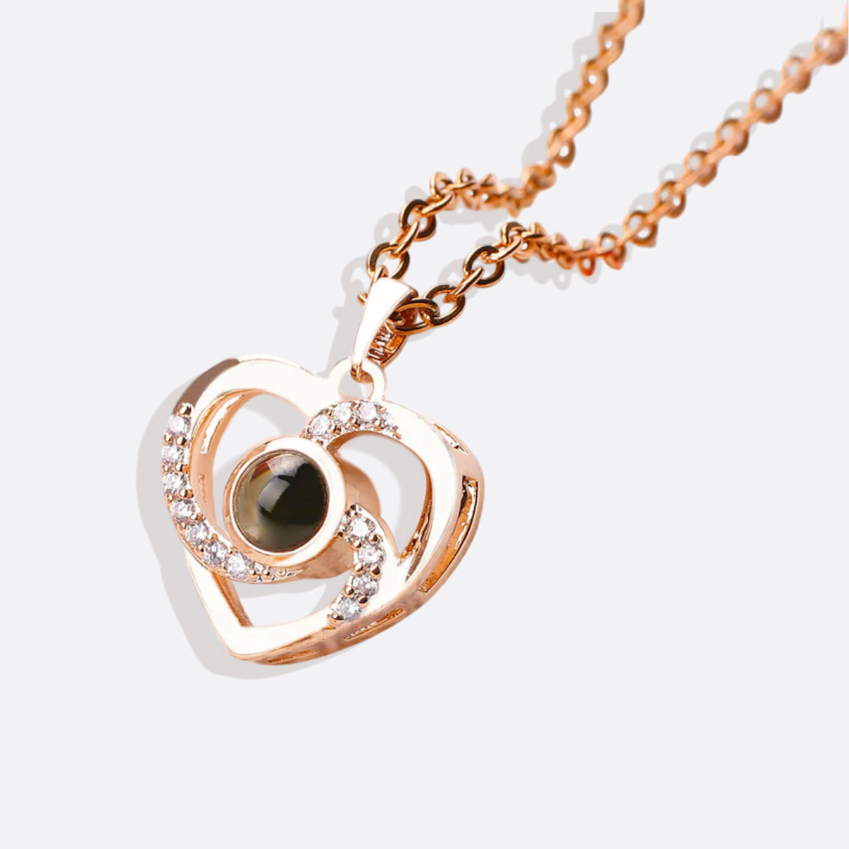 Center of My Heart Pave Photo Necklace