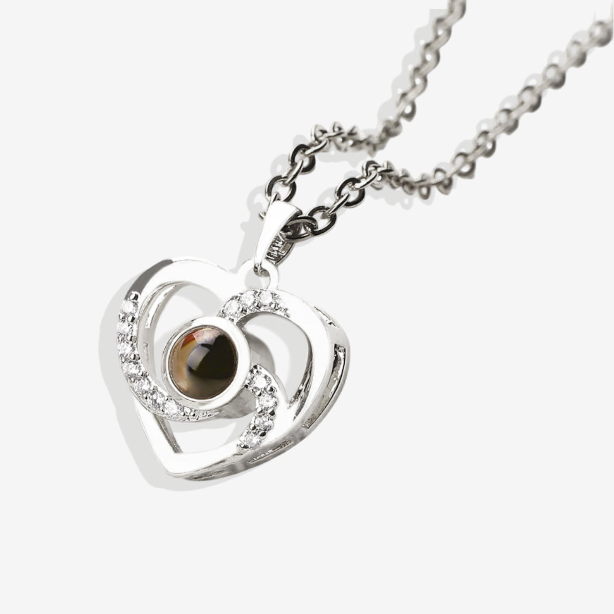 Center of My Heart Pave Photo Necklace