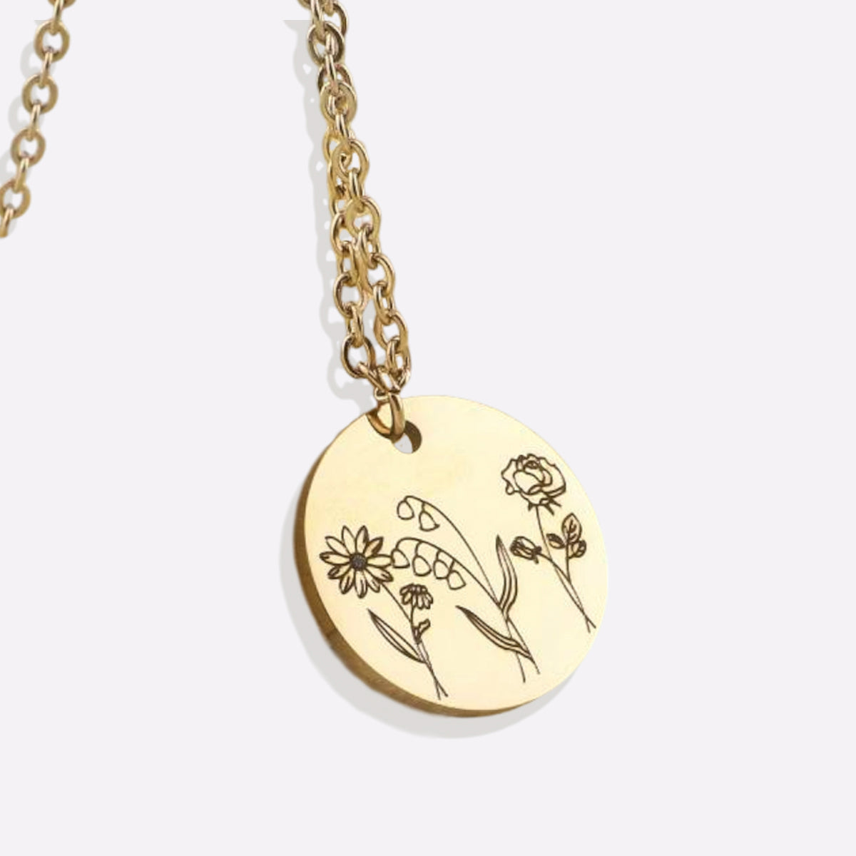 Combined Birth Month Flower Bouquet Necklace