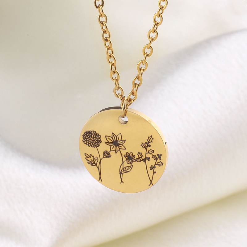 Combined Birth Month Flower Bouquet Necklace