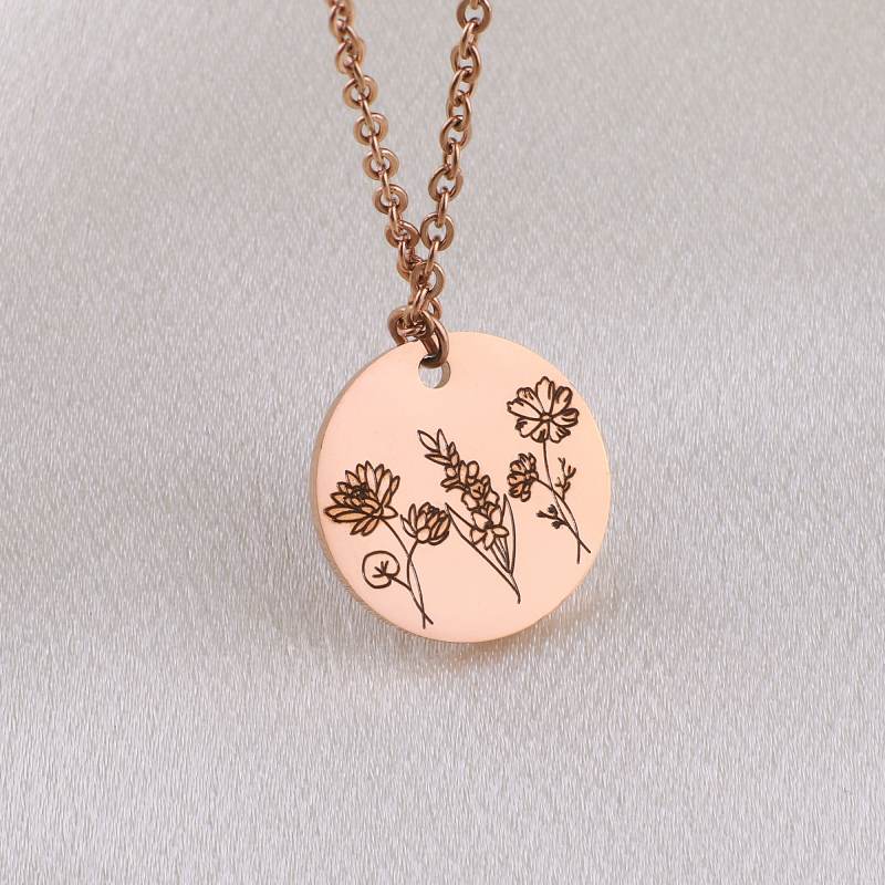 Combined Birth Month Flower Bouquet Necklace