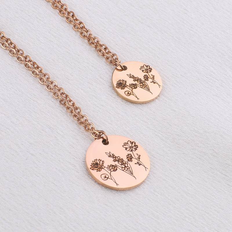 Combined Birth Month Flower Bouquet Necklace