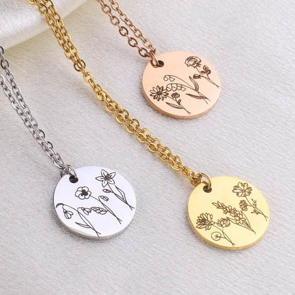 Combined Birth Month Flower Bouquet Necklace