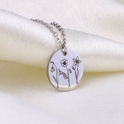 Combined Birth Month Flower Bouquet Necklace