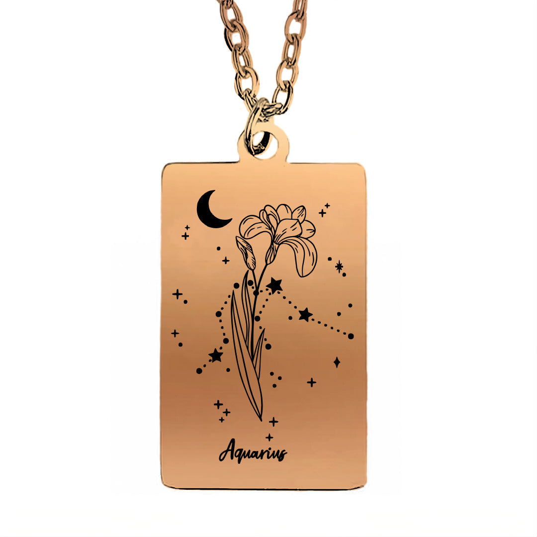 Cosmic Birth Flower Card Pendant Necklace