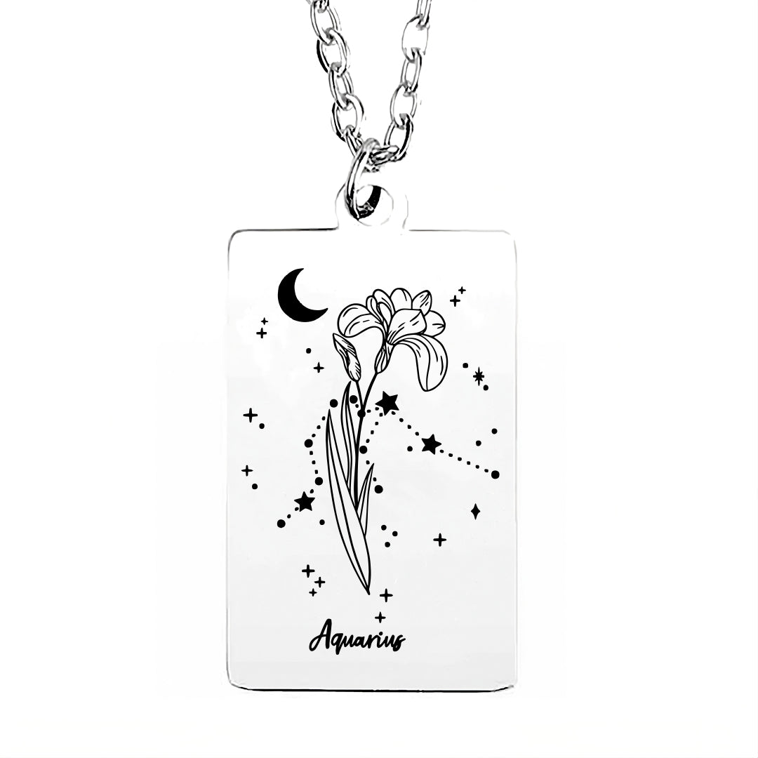 Cosmic Birth Flower Card Pendant Necklace