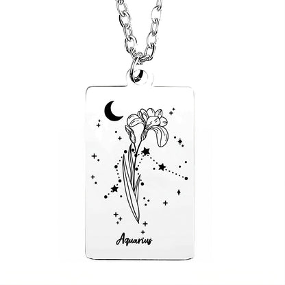 Cosmic Birth Flower Card Pendant Necklace