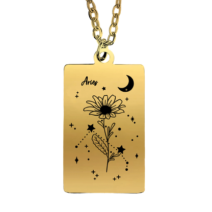 Cosmic Birth Flower Card Pendant Necklace