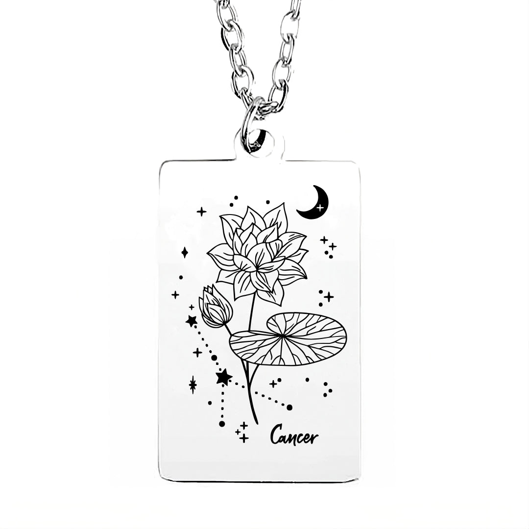 Cosmic Birth Flower Card Pendant Necklace