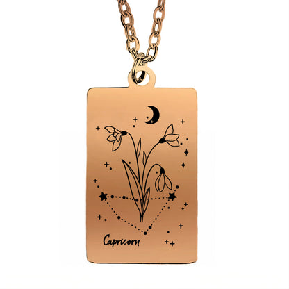 Cosmic Birth Flower Card Pendant Necklace