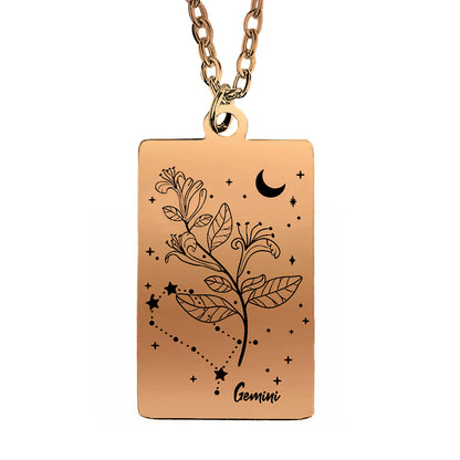 Cosmic Birth Flower Card Pendant Necklace