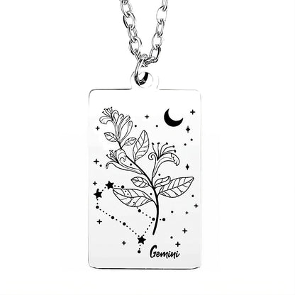 Cosmic Birth Flower Card Pendant Necklace