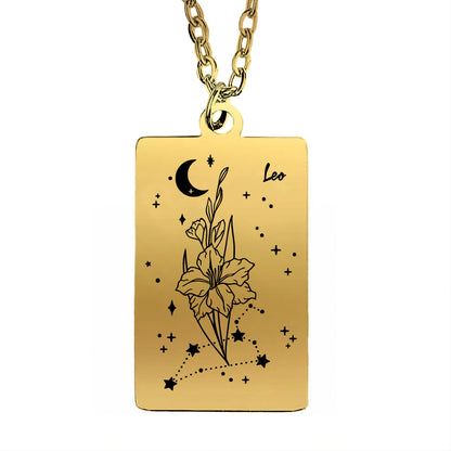 Cosmic Birth Flower Card Pendant Necklace