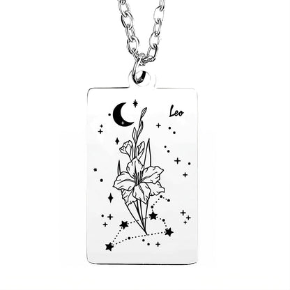 Cosmic Birth Flower Card Pendant Necklace