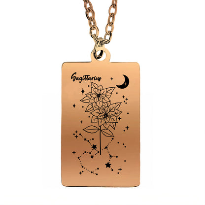 Cosmic Birth Flower Card Pendant Necklace