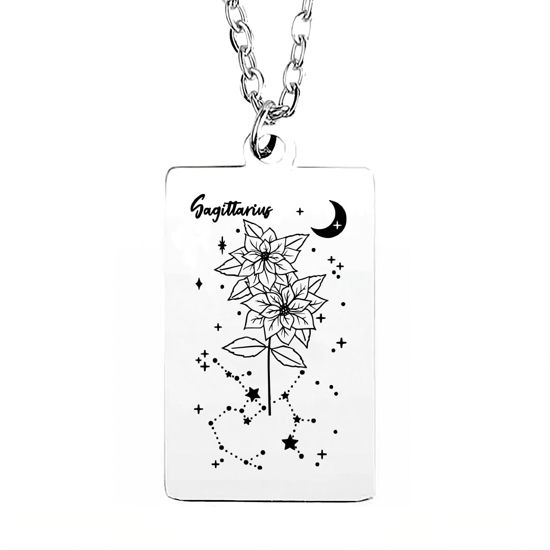 Cosmic Birth Flower Card Pendant Necklace