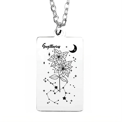 Cosmic Birth Flower Card Pendant Necklace