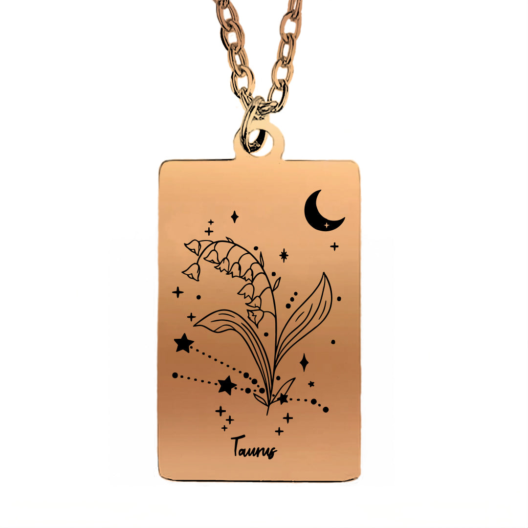 Cosmic Birth Flower Card Pendant Necklace