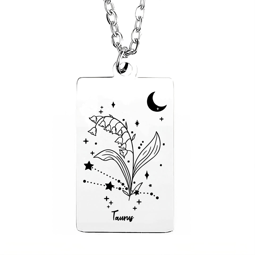 Cosmic Birth Flower Card Pendant Necklace