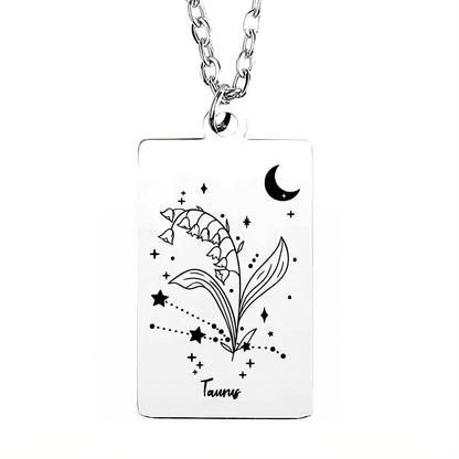 Cosmic Birth Flower Card Pendant Necklace