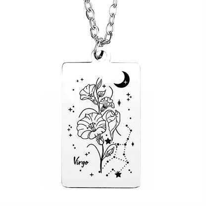 Cosmic Birth Flower Card Pendant Necklace