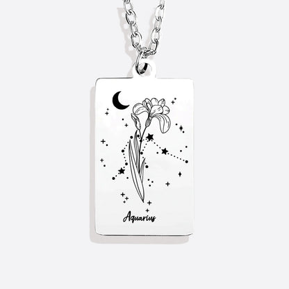 Cosmic Birth Flower Card Pendant Necklace