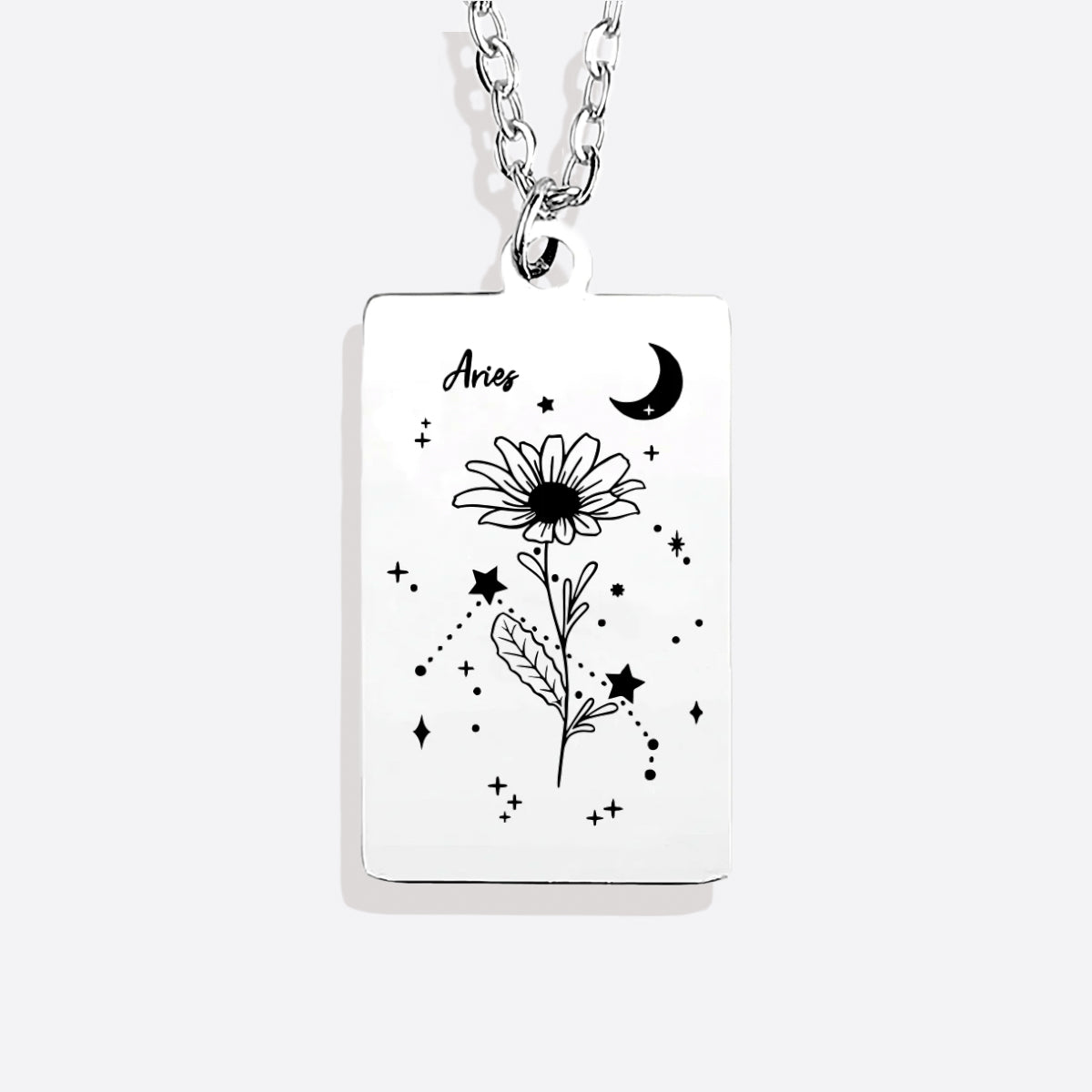 Cosmic Birth Flower Card Pendant Necklace