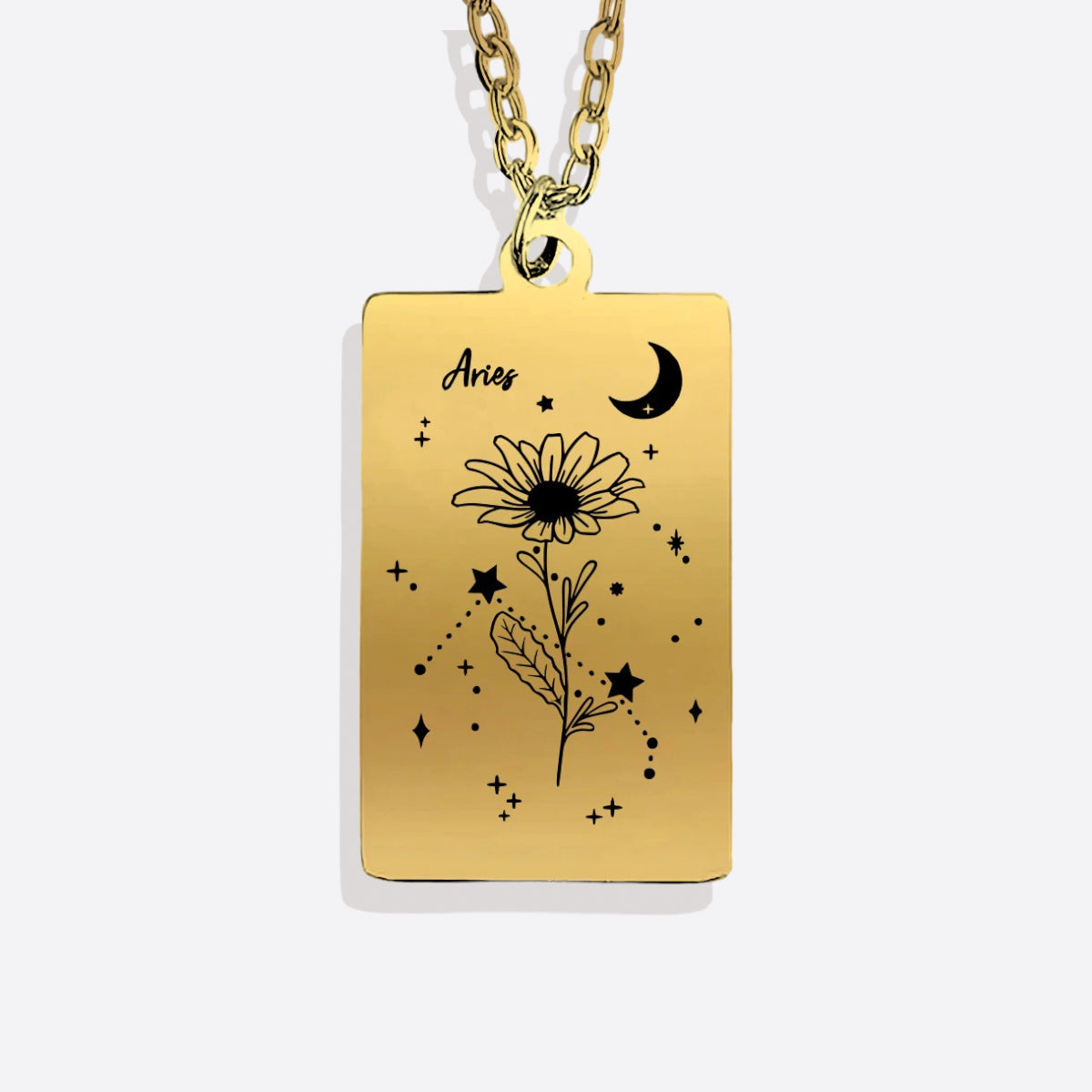 Cosmic Birth Flower Card Pendant Necklace