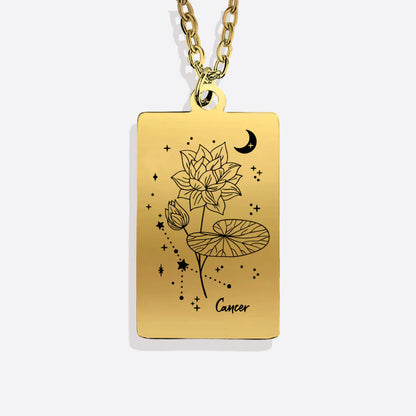 Cosmic Birth Flower Card Pendant Necklace