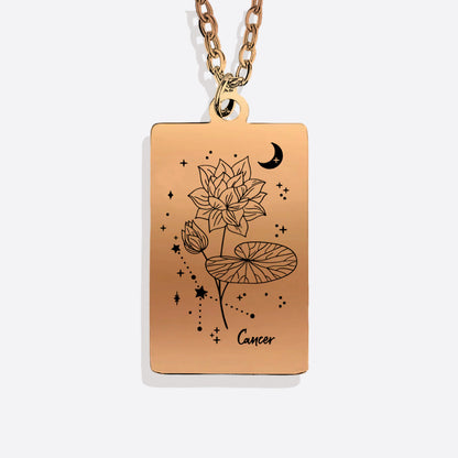 Cosmic Birth Flower Card Pendant Necklace