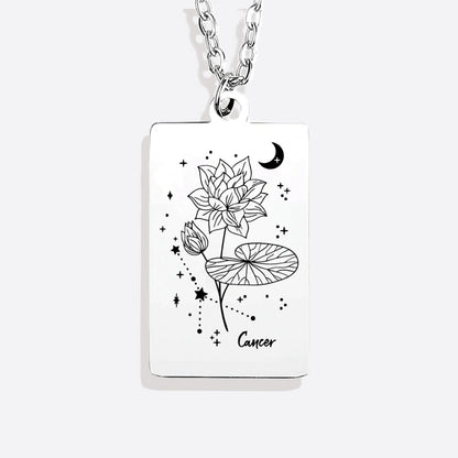 Cosmic Birth Flower Card Pendant Necklace