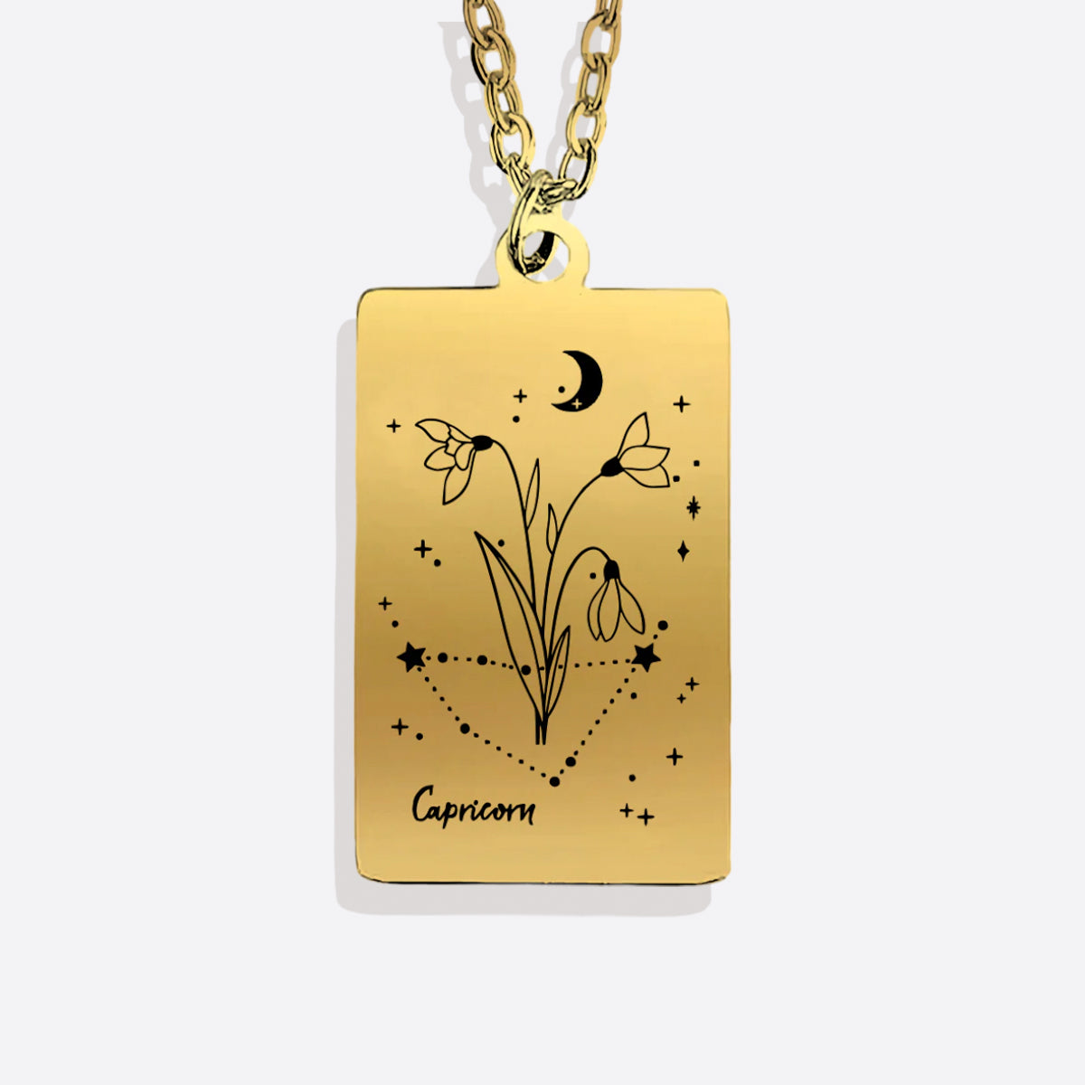 Cosmic Birth Flower Card Pendant Necklace