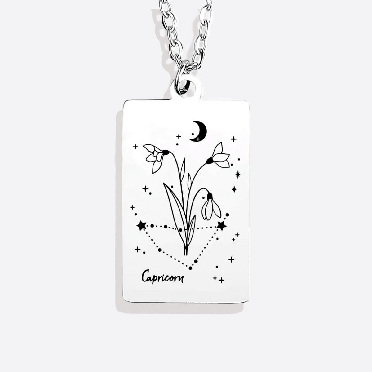 Cosmic Birth Flower Card Pendant Necklace