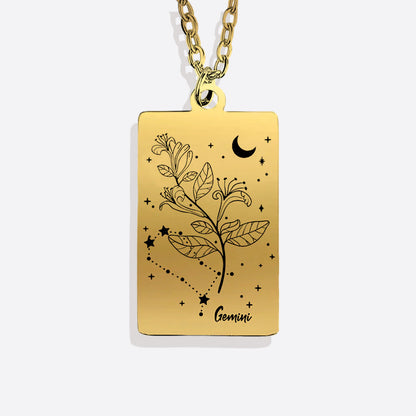 Cosmic Birth Flower Card Pendant Necklace