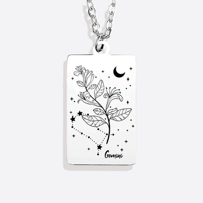 Cosmic Birth Flower Card Pendant Necklace