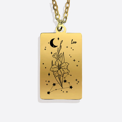 Cosmic Birth Flower Card Pendant Necklace