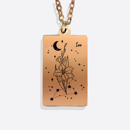 Cosmic Birth Flower Card Pendant Necklace