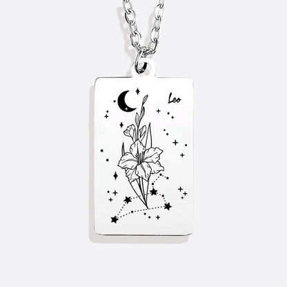 Cosmic Birth Flower Card Pendant Necklace