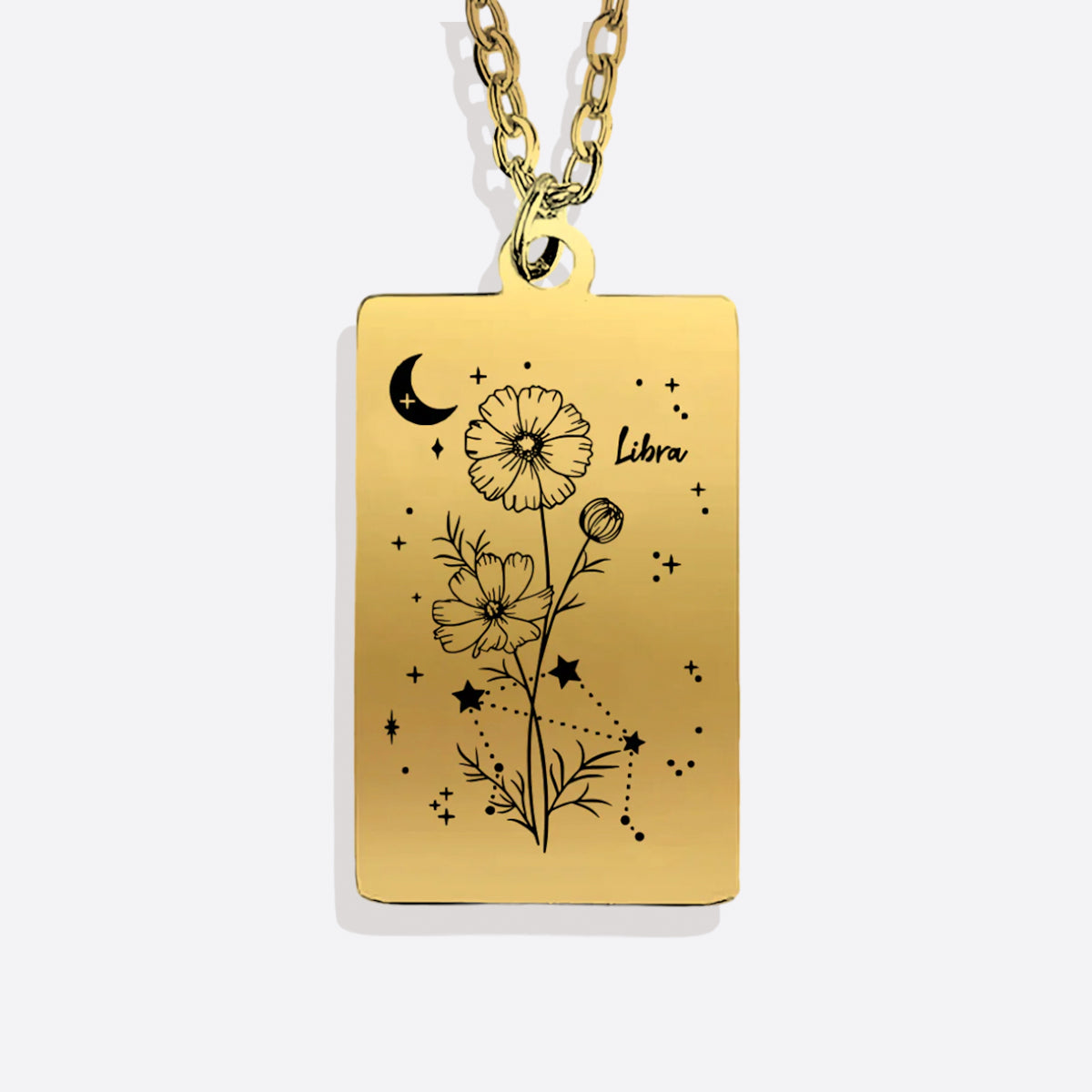 Cosmic Birth Flower Card Pendant Necklace