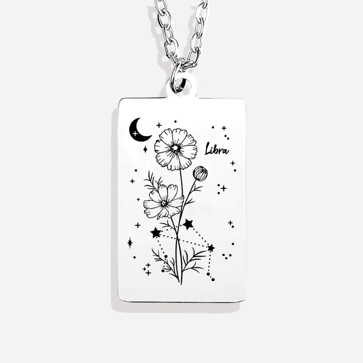 Cosmic Birth Flower Card Pendant Necklace