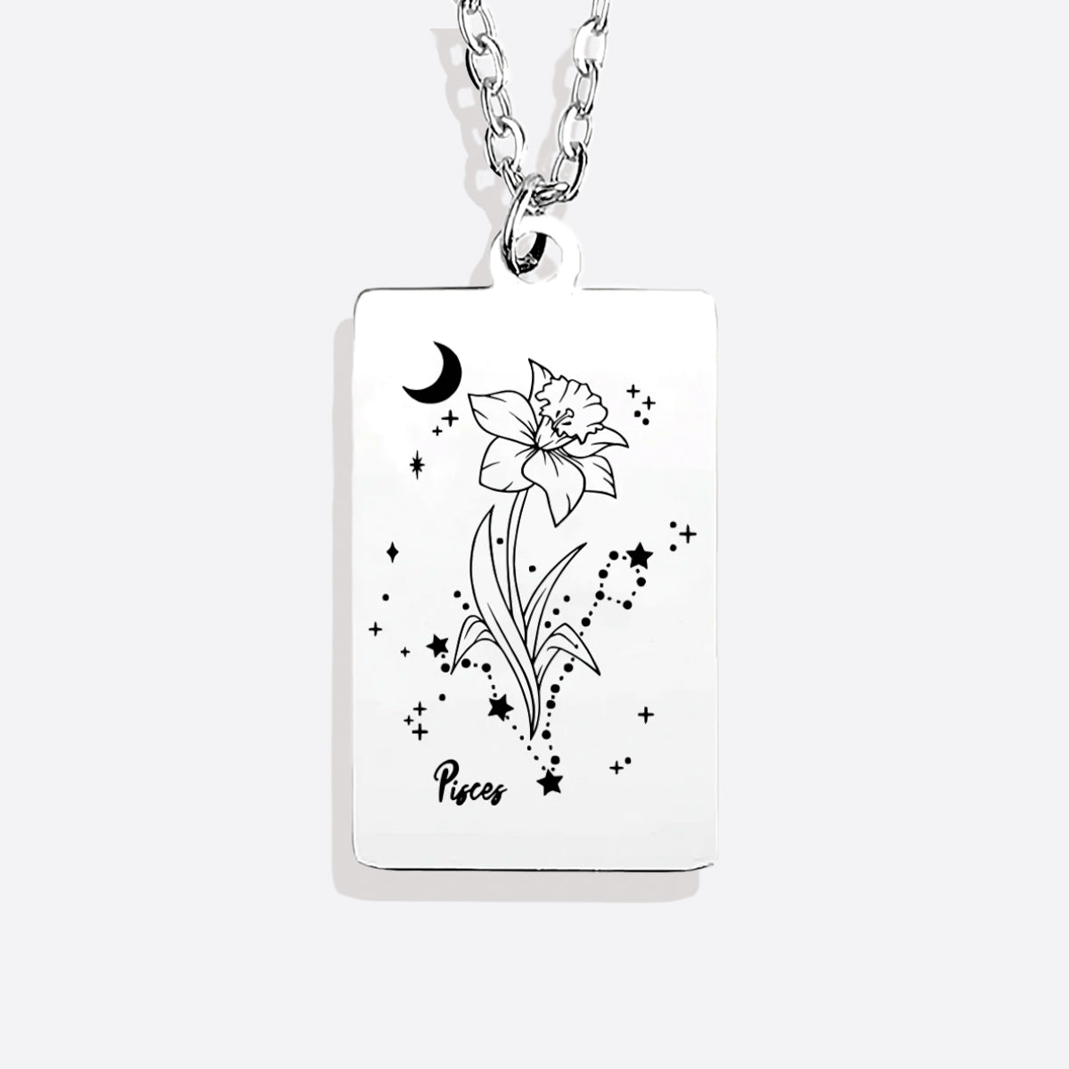 Cosmic Birth Flower Card Pendant Necklace