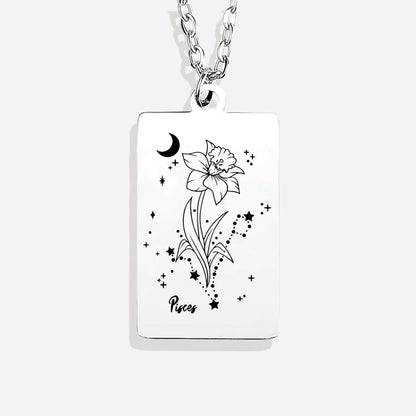 Cosmic Birth Flower Card Pendant Necklace