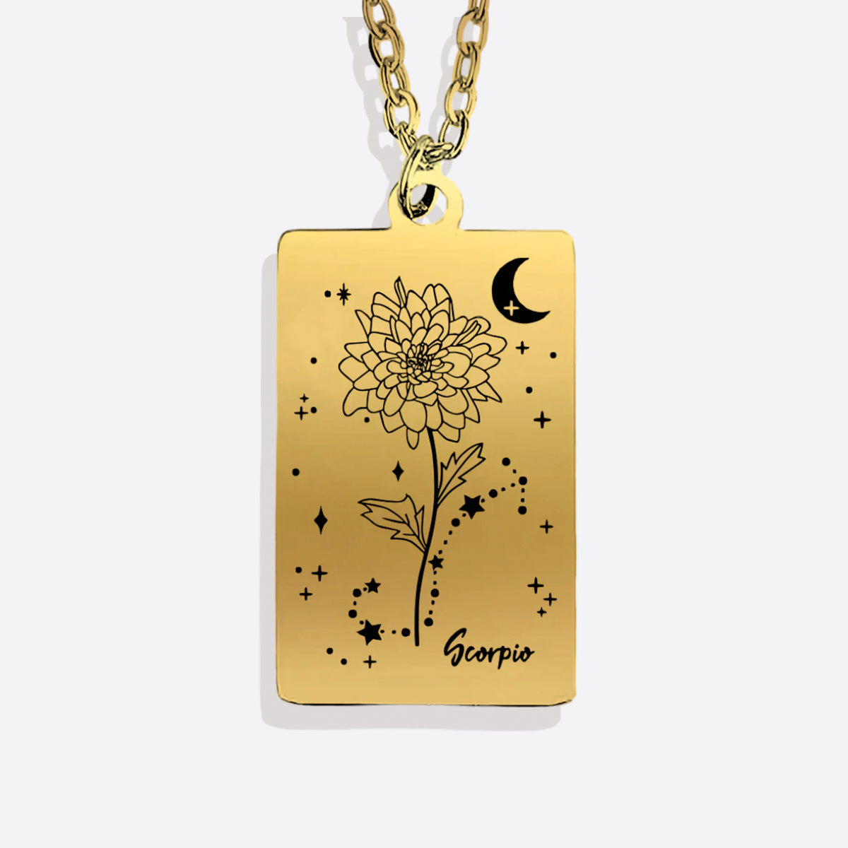 Cosmic Birth Flower Card Pendant Necklace