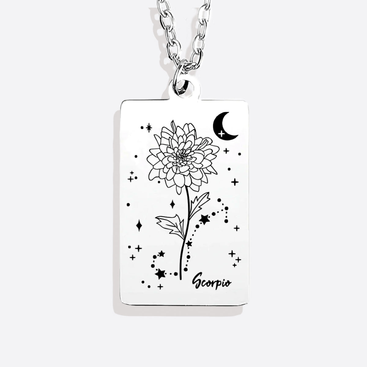 Cosmic Birth Flower Card Pendant Necklace