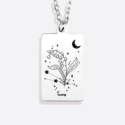 Cosmic Birth Flower Card Pendant Necklace