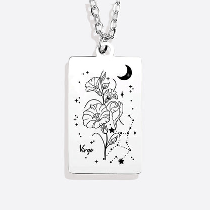 Cosmic Birth Flower Card Pendant Necklace