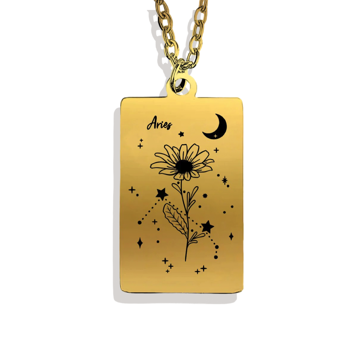 Cosmic Birth Flower Card Pendant Necklace