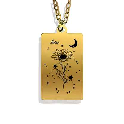 Cosmic Birth Flower Card Pendant Necklace